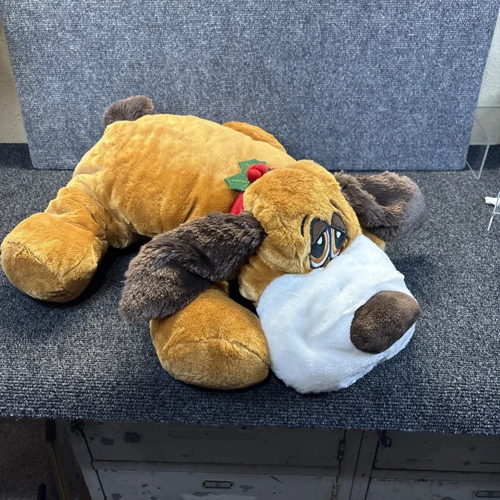 Dan Dee Dog Plush Laying Puppy Stuffed Animal Brown Sewn Eyes Pillow Floppy 22